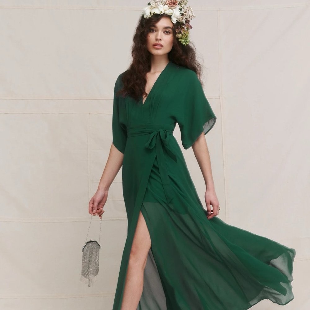 NWT, Reformation Emerald Green Maxi Dress, Small petite